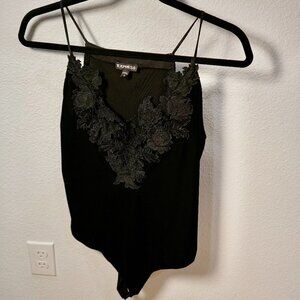 Express Velvet & Lace Black Body Suit - Size M